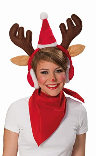 Rubie's Generique - Elch-Haarreif für Weihnachten Ohrenwärmer braun-rot-Weiss