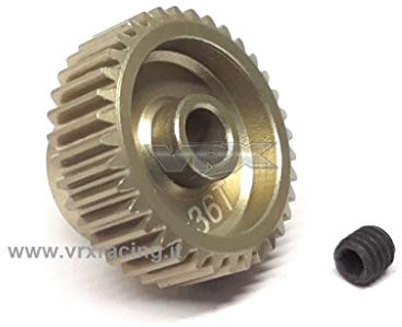 VRX Pignone Rocket 64DP in Alluminio 7075 Rivestito in Titanio 36 Denti compreso di Grano, modulo 0.4, Foro Albero da 3.175mm