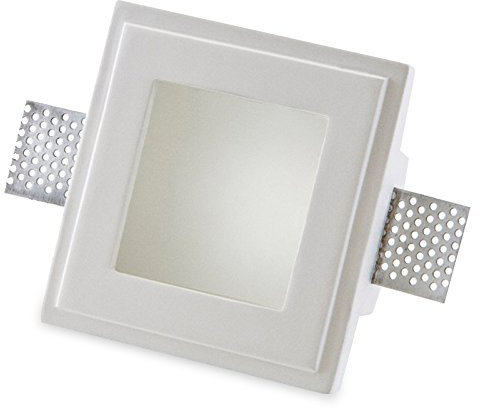 Porta Faretto Fisso in Gesso ad Incasso Led Quadrato Vetro GU10 12x12 cm Isyluce