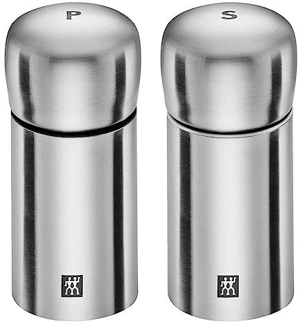 ZWILLING Set de 2 Moulins Sel/Poivre, Acier Inoxydable, INOX, Mat, 5 x 5 x 10 cm, série Spices