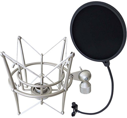 keepdrum MS089SV Silber Mikrofon-Spinne für G-Track AT2020 + Popschutz EMH