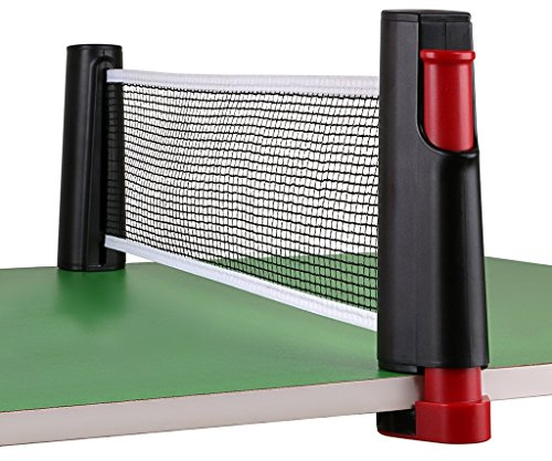 Hipiwe Retractable Table Tennis Net Replacement, Ping Pong Net and Post, 6 Feet(1.8M, Fits Tables Up to 2.0 inch （5.0 cm） (Black)
