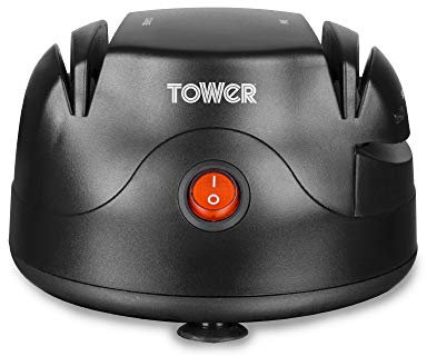 Tower - Afilador eléctrico de cuchillos con ruedas amoladoras duales T19008, color negro