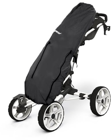 Clicgear Golf Bag Rain Cover – Waterproof Nylon Club & Gear Protection – Universal Fit for Push Carts – Easy Access Zippers, Clip-On Straps & Storage Bag Included (Black)