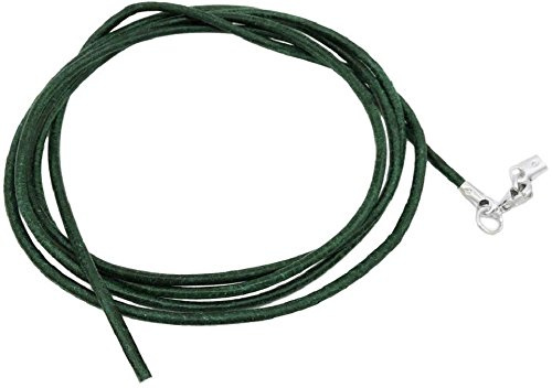 Unbespielt Lederband Kette Grün 2 mm – 100 cm | Echtleder, weich, für Anhänger, DIY-Schmuck, Damen & Herren, stabile Schließe