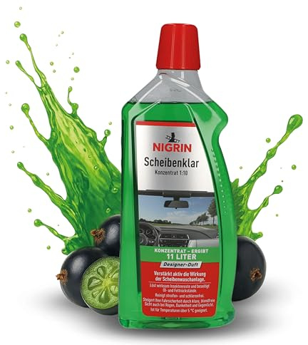 NIGRIN Scheibenklar Konzentrat 1:10 Designer Duft | 1 Liter | Reinigungszusatz für Autoscheiben und Scheinwerfer | entfernt Insekten, Öl, Fett | schlierenfrei | verhindert Streulicht | ab 5 °C