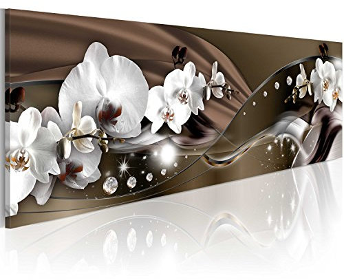 B&D XXL Acrylglasbild Blumen 120x40 cm 1 Teilig Wandbild auf Acryl Glasbilder Kunstdruck Moderne Acrylglas Platte Wanddekoration Geschenke Heimdekoration GlasbildOrchidee Diamant b-A-0072-k-c