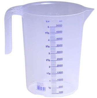 Hünersdorff Jarra graduada 5.000 ml, PP, 2 escalas Asa abierta, transparente y apilable (939500)