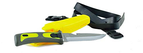 wellenshop Tauchermesser 115mm Edelstahlklinge + Säge+ Beinholster