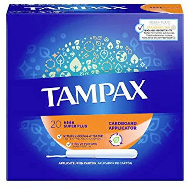Tampax Super Plus - Tampones con aplicador de cartón, 20 tampones