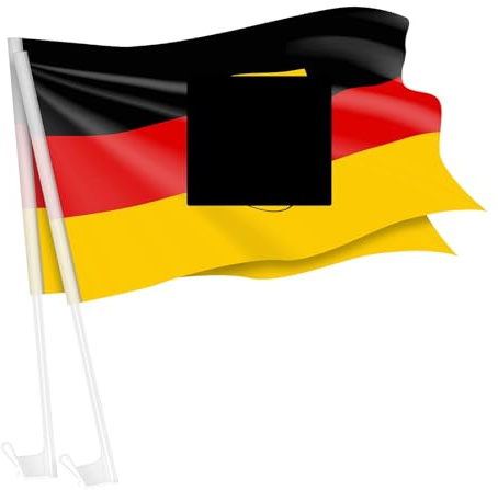 Piersando Autofahne Set 2 Stück Auto Fahne Fussball EM WM Länderflagge Fanartikel Land Flagge Autoset Eishockey Handball Basketball Deutschland mit Adler