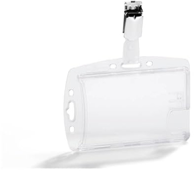 Durable Kartenhülle mit Clip für 2 Betriebs-/ Sicherheitsausweise 54 x 87 mm, 25 Stück, transparent, 801319