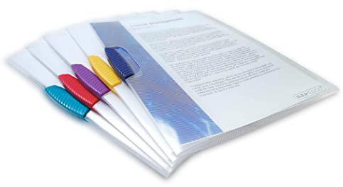 Rapesco 0786 Klemmhefter, A4, Transparent mit Verschieden Farbigen Clips, 5er-Pack