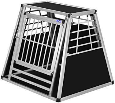 ALPUNA Transportbox N33 – Aluminium Hundebox 80×90×80 cm – Auto Hundebox mit Notausstieg, sicherer Hundetransport im Kofferraum