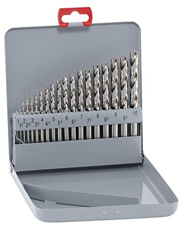 ALPEN Spiralbohrer Set HSS Cobalt 19-teilig (ø 1-10 x 0,5 mm, Spiralbohrer kurz, in Metallkassette, Bohrer selbstzentrierend, 5% kobaltlegiert) 100219100