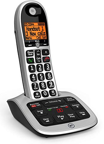 BT 4600 Cordless Landline House Phone, Home Phone, Big Buttons, Advanced Nuisance Call Blocker, Answer Machine, Single Handset Pack