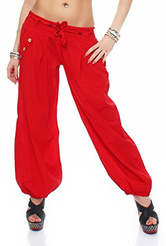 Malito Damen Pumphose in Unifarben | leichte Stoffhose | super Freizeithose für den Strand | Haremshose - lässig 3417