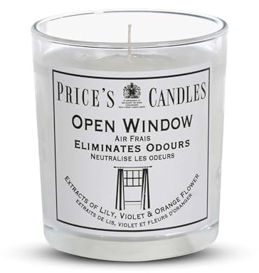 Price's Candles Freshair Candela in Vasetto Openwindow, Cera, Bianco, 7.5x7.5x8.5 cm