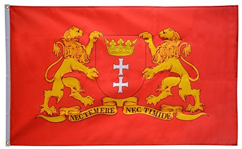 Bandiera fritze® Bandiera POLONIA Danzig con ampio Stemma – 90 x 150 cm
