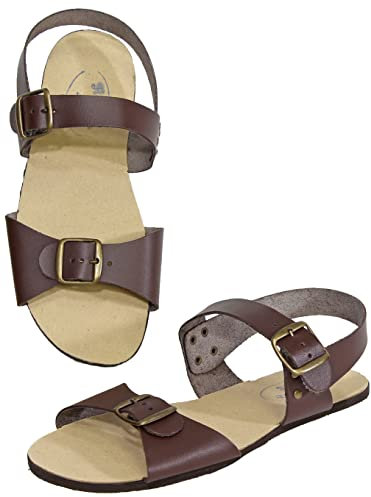 Pantoffelmann DDR Römersandalen I Braun I Größe 43 I Bequeme Barfuß-Sandalen für Damen & Herren I Hochwertige Riemchensandalen aus echtem Leder I Zeitlose Schuhe mit verstellbaren Riemen