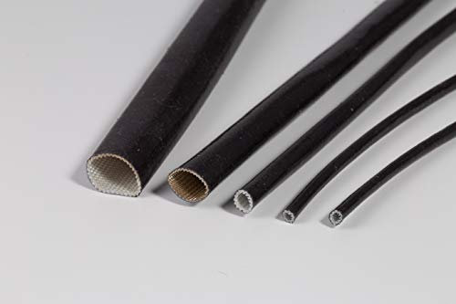 Guaina Isolante in Fibra di Vetro e Silicone, diametro 5 mm, colore Nero, Alte Temperature 260° C, Isolamento Elettrico 1500V, 10 Metri