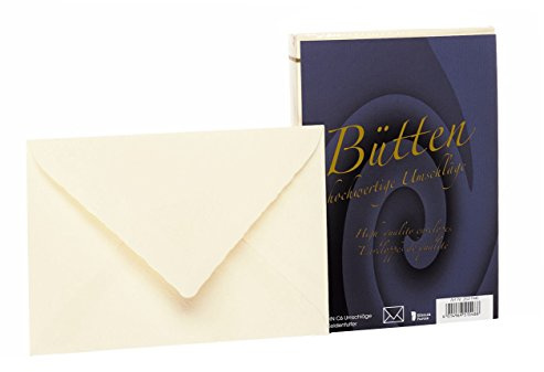 Rössler edel Briefumschläge ohne Fenster | Bütten Kuvert | 25 Stück Umschläge C6 | Briefpapier edel | Briefumschläge Hochzeit | Farbe: Ivory