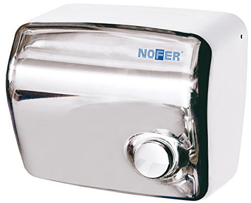 Nofer 01250.b Kai Secador de Manos con botón pulsador (Acero Inoxidable Brillante Plata 30 x 26 x 18 cm)