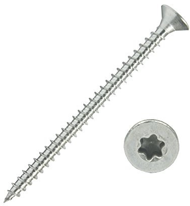 100 Stück Edelstahl-Schrauben 5x80 mm Vollgewinde Torx - Spanplattenschrauben mit Senkkopf - Holzschrauben/Holzbauschrauben - Werkstoff A2 VA V2A - Edelstahlschrauben/Universalschrauben TX25