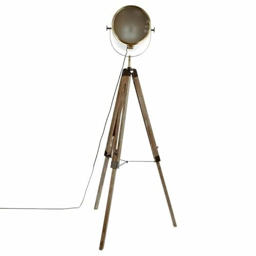Paris Prix Atmosphera Créateur d'intérieur - Lampadaire Trépied en Métal & Bois Ébor 152cm Or