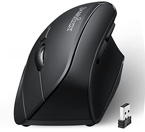 Perixx PERIMICE-715, Ratón Vertical Ergonómico Inalámbrico 2.4G - 800/1200/1600 DPI PPP - Para Diestros - Negro