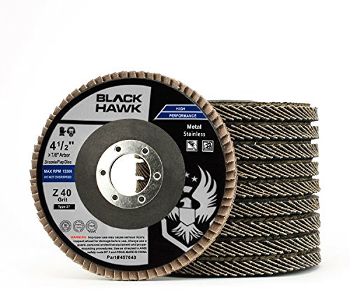 BHA Grinding and Sanding Flap Discs T27, 4-1/2 x 7/8, 40 Grit - 10 Pack