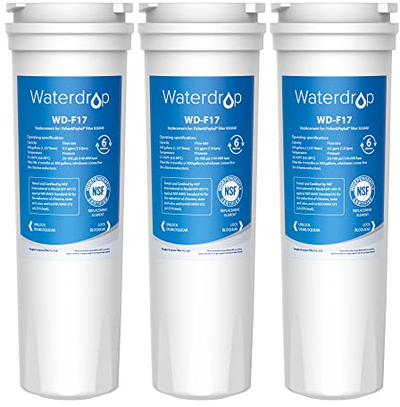 3X Waterdrop 836848 Filtre à Eau pour Réfrigérateur, Compatible avec Fisher&Paykel 836848, 836860, E404BRXFDU, PS2067635, Amana/Maytag/Admiral Clean'n Clear 67003662, RO185014, RO185011, WF60, C2