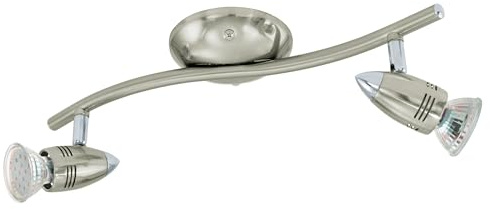 EGLO LED Deckenlampe Magnum LED, 2 flammige Deckenleuchte | Deckenstrahler aus Metall, Wohnzimmerlampe in Nickel-Matt, Chrom, Spots inkl. GU10 Leuchtmittel, warmweiß