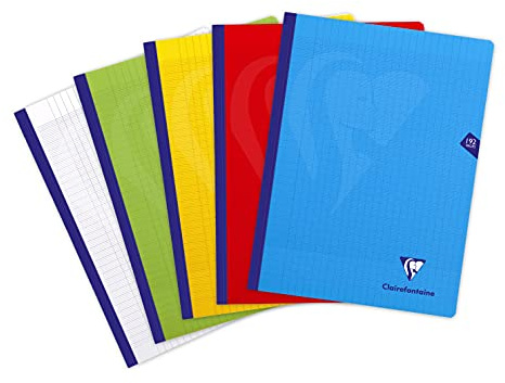 Clairefontaine 309341C Un Cahier Brochure Cousu Fil Mimesys - 24x32 cm - 192 Pages Grands Carreaux - Papier Blanc 90 g - Couverture Polypro - Couleur Aléatoire