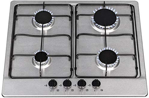 SIA SSG602SS 60cm Stainless Steel 4 Burner Gas Hob with Enamel Pan Stands