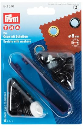 PRYM 541376 Ösen und Scheiben Messing 8,0 mm brüniert