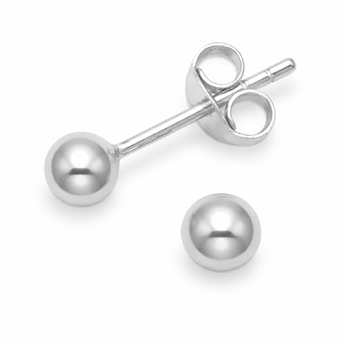 Heather Needham Sterling Silver 4mm ball stud earrings - SIZE: 4mm plain silver ball studs 5182