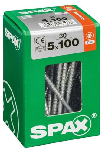 Lot de 30 vis acier tęte fraisée torx SPAX, Diam.5 mm x L.100 mm