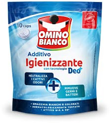 Omino Bianco - Additivo Lavatrice Igienizzante Idrocaps, Capsule Idrosolubili per Bucato, Tecnologia Deo+, Contro Batteri e Cattivi Odori, 10 Caps