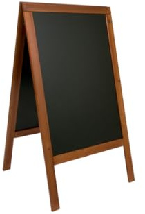 SECURIT - Lavagna Woody Bifacciale - Legno di Pino - 69x125 cm - Mogano | Legno di Pino con Lacca Protettiva - Componenti in Acciaio Inox - Resistente al Vento Fino a 25 km/h