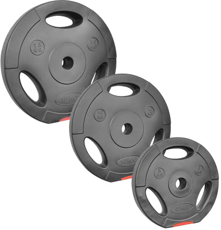 POWER-XTREME Hantelscheiben | Gewichtsscheiben | 30/31 mm | Kunststoff | Sand-Beton-Füllung | mit Griffen | Größenauswahl: 1,25kg | 2,5kg | 5kg | 10kg | 15kg | Gewichte für Langhantel Kurzhantel
