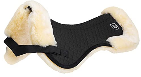 Werner Christ Lammfell Sattelpad Rand Ultra Sattelkissen mit Fellrand + Wirbelsäulenfreiheit (kein Fell entlang des Wirbelkanals), Lammfellpad in weiß, schwarz und braun, Größe Pony & Warmblut