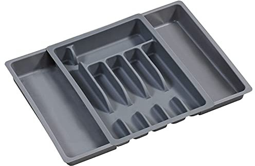 Kesper |Besteckkasten, ausziehbar, Material: Kunststoff, Maße: 29-50 cm x 38 x 6.5 cm, Farbe: Grau | 30087
