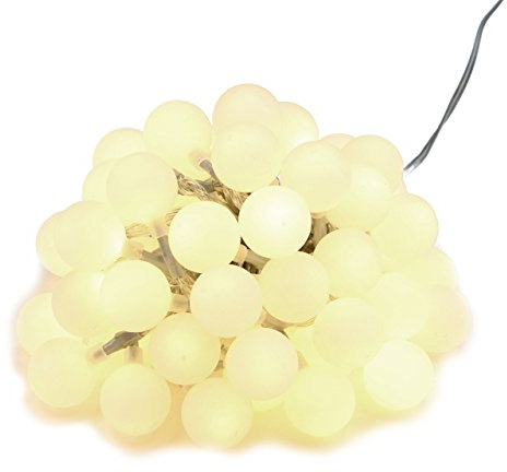 Nipach GmbH LED Partylichterkette Partybeleuchtung Lichterkette für Weihnachten Hochzeit – 50 Leuchtkugeln mit Trafo – innen & außen – warm-weiß Ø 2,5 cm