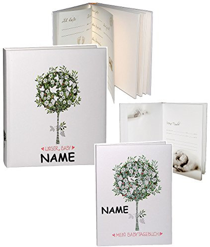 alles-meine.de GmbH Set: Fotoalbum + Tagebuch Baby - Mein Babytagebuch incl. Name - Fotobuch/Fotoalbum/Babyalbum/Album - für Mädchen & Jungen - Kinder Babys Neugeborene..