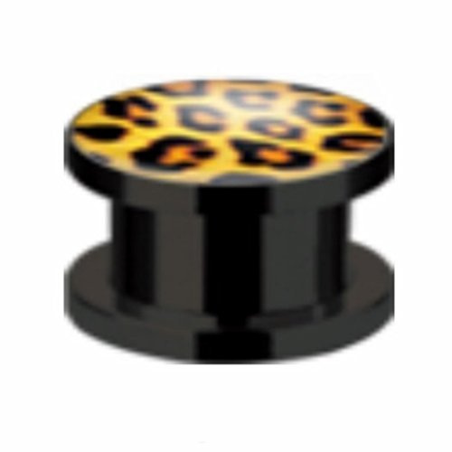eeddoo Flesh Tunnel Leopard Schwarz Acryl
