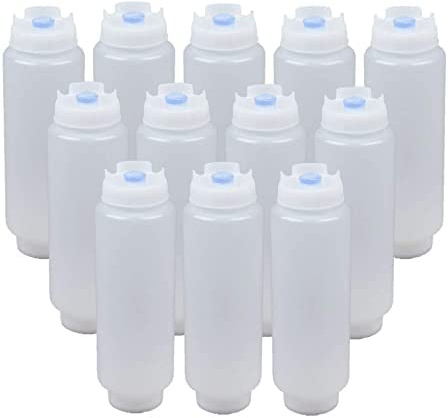 FIFO Squeeze Bottle Refillable 16 oz Blue Tip (12 Pack)