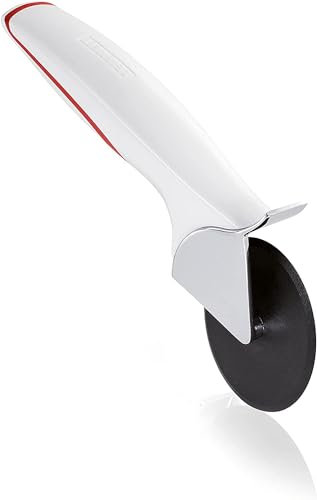 Leifheit Pizzaschneider ComfortLine-Serie, Pizzaroller aus Kunststoff mit Nylonrad, Schneiden ohne Kratzer, Pizza Cutter mit ergonomischer Griffform für angenehme Handhabung und Fingerschutz, weiß