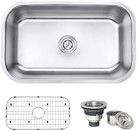 Ruvati 30-inch Undermount Kitchen Sink Single Bowl - 16 Gauge Stainless Steel Kitchen Sink with Brushed Finish hides scratches - Easy-to-Clean Single Bowl Undermount Sinks - RVM4250