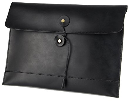 men woman pu leather multifunction office documents bags A4 paper file pouch envelope bag conference, Black, 13.8(L)x9.8(H) x 0.2(W)